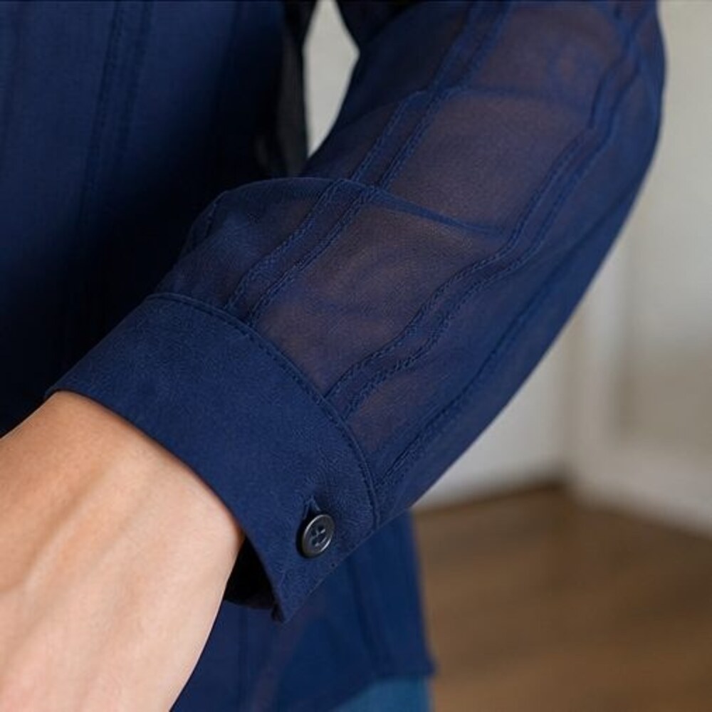 Navy Ruffle Blouse - Picture 5 of 6